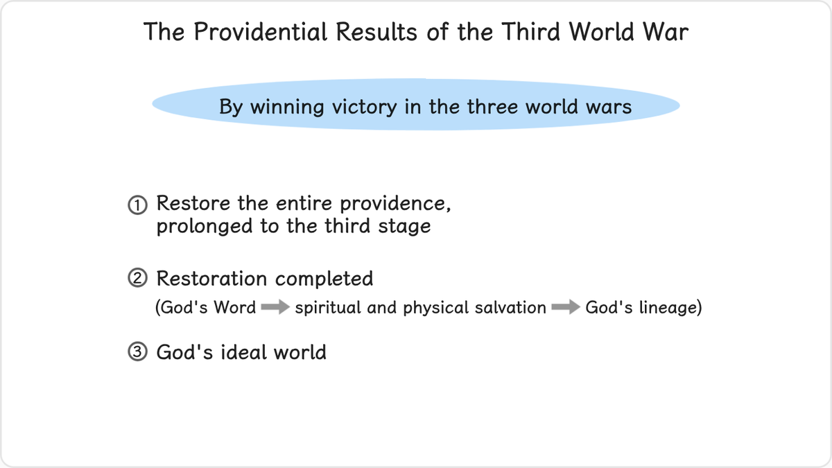 By winning victory in the three world wars, which belong to the final chapter of providential history,