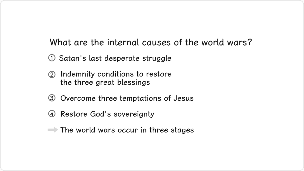 What are the internal, providential causes of the world wars?