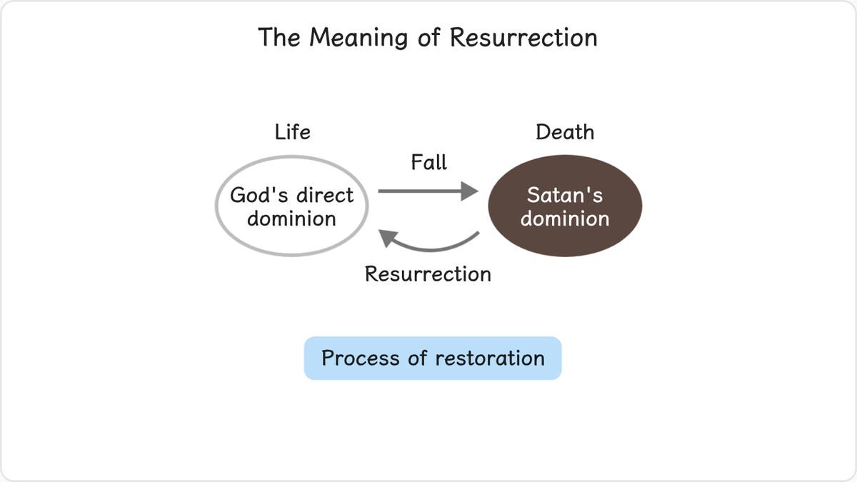 Resurrection may be defined as the process of being restored from the death caused by the Fall to life,