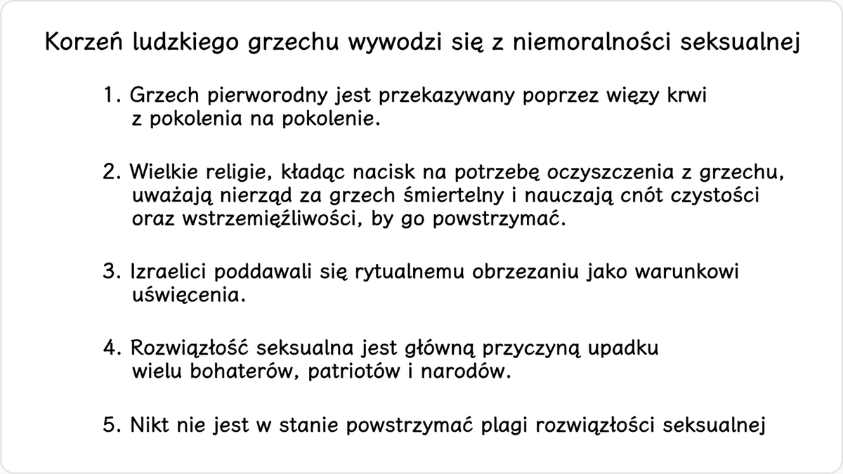 Korzeń ludzkiego grzechu wywodzi się z niemoralności seksualnej